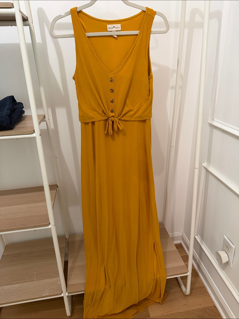 Lush Mustard Yellow Tie-Front Maxi Dress
